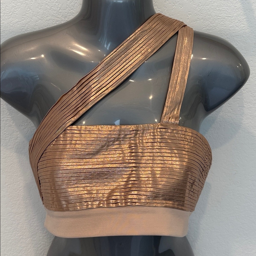 ✨NWT Esteban Cortazar Pleated Metallic Lamé Bra Top women’s size 10✨